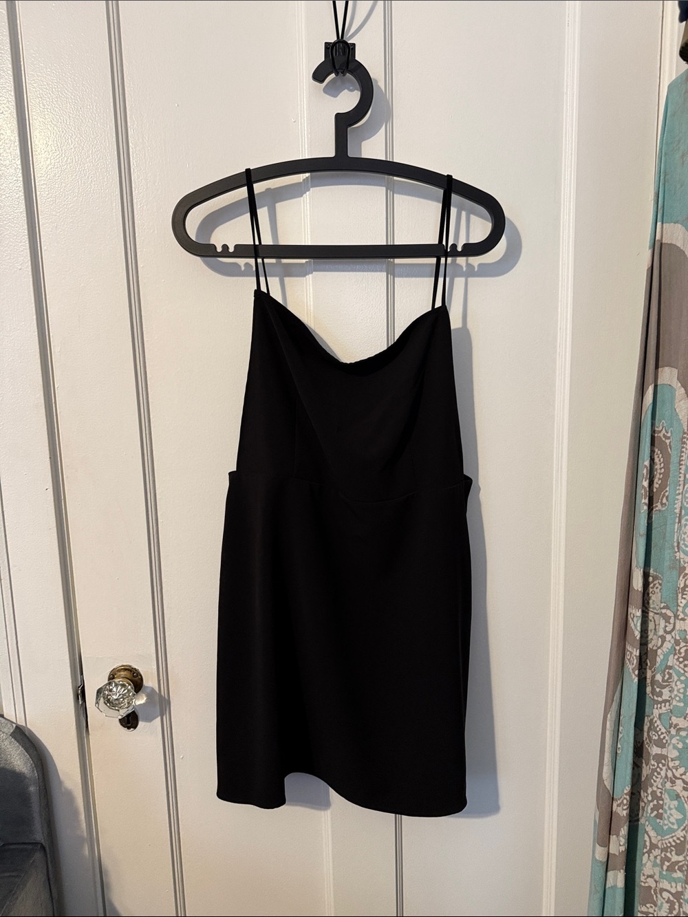 Black Mini Slip Dress with Spaghetti Straps